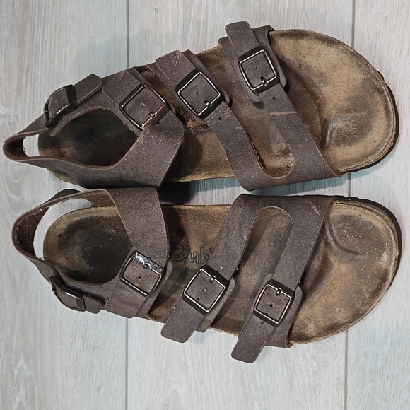 Birkis By Birkenstock Women Ankle Strap Brown Sandals Shoes Sz 40/9 Narrow - Picture 3 of 11